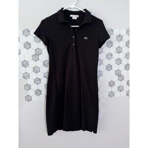 Lacoste Black Mini Dress with Classic Polo Collar